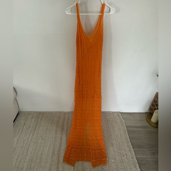 Fore Dresses & Skirts - Vibrant Orange Knit Maxi Dress